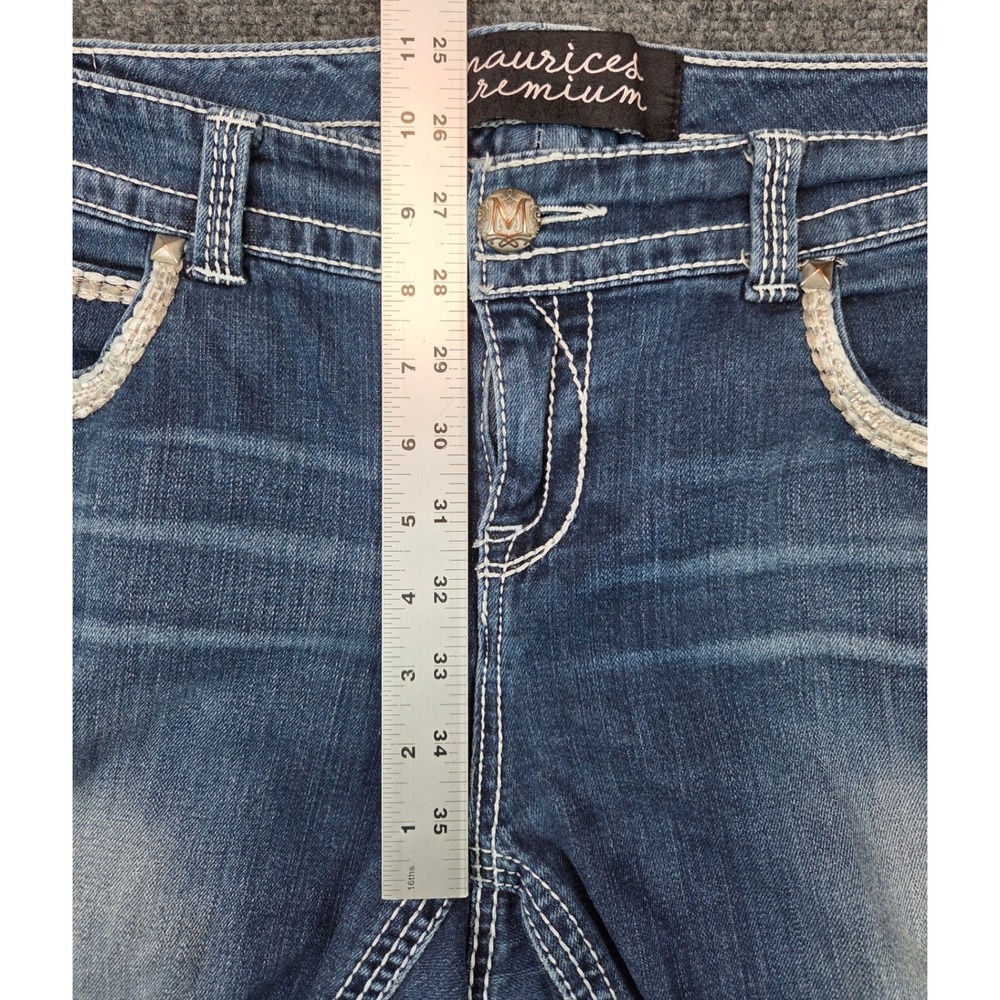 Maurices Premium Bootcut Jeans Womens 18 Long Blue Embellished Pockets - Picture 3 of 9